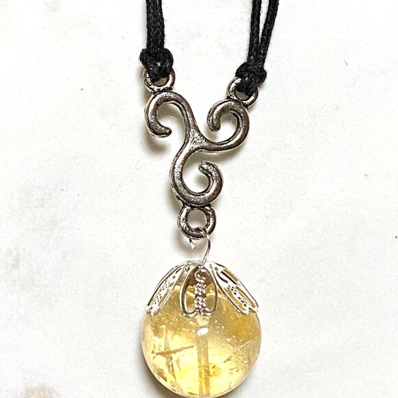 2/$20, Natural Yellow Citrine Necklace, Genuine Gemstone Cord Necklace - Picture 4 of 13